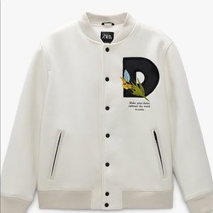 Zara combination patches bomber varsity jacket